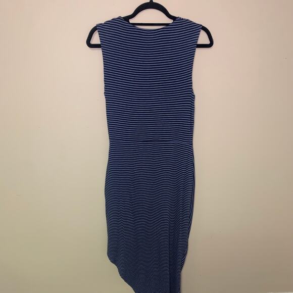 Bailey / 44 navy blue striped asymmetrical dress size M - Picture 6 of 13